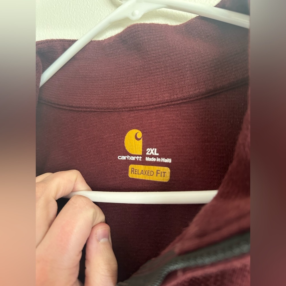 Carhartt 1/4 Zip Pullover Sweater Red Size 2XL - Picture 3 of 5
